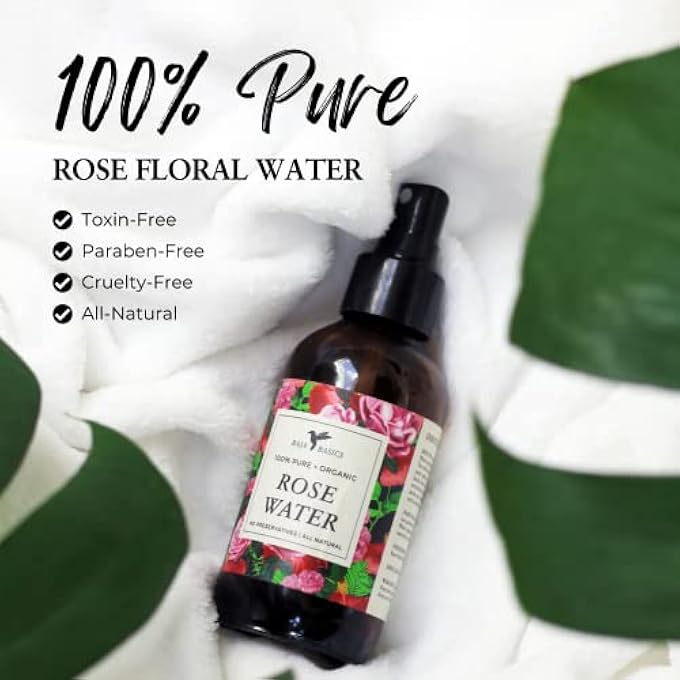 Baja Basics بخاخ ماء الورد للوجه والجسم والشعر - تونر مرطب للوجه، رذاذ منعش ومهدئ مرطب للبشرة الجافة - منتجات العناية بالبشرة النباتية - 4 أونصات 2 عبوة - Image 3